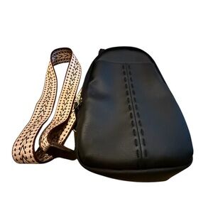 a.n.a A New Approach Black Faux Leather Crossbody Bag With Contrast Color Strap